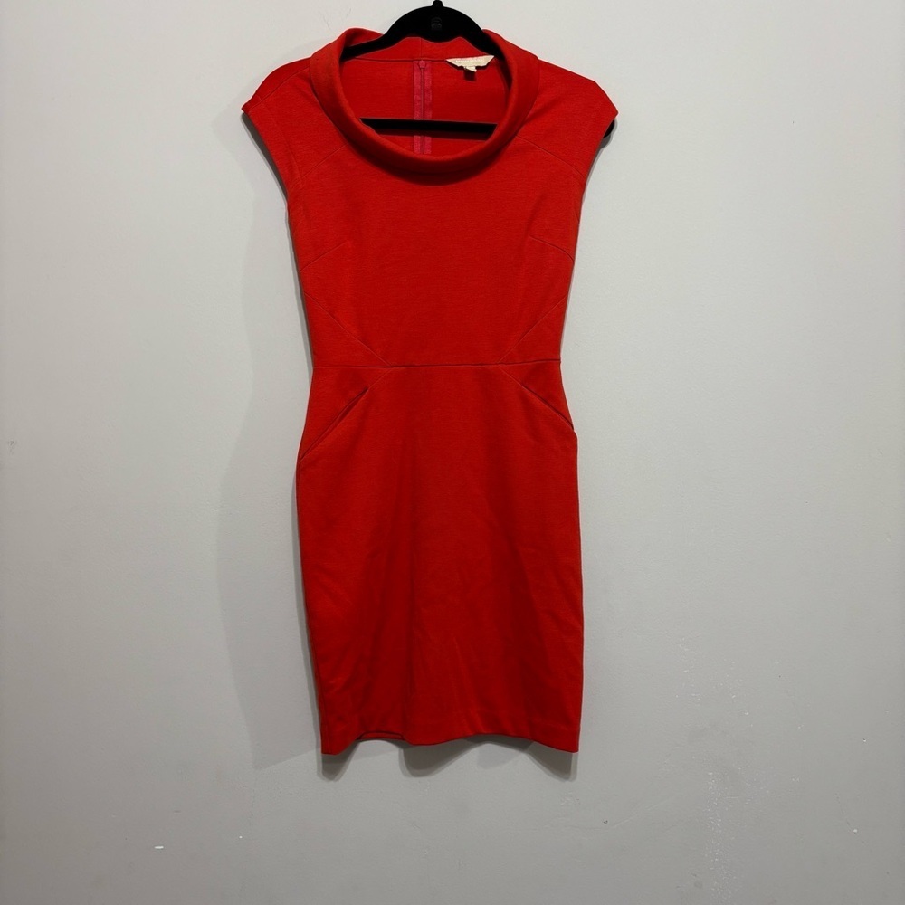 Orange Banana Republic Cowl neck Sheath Knee Length Dress